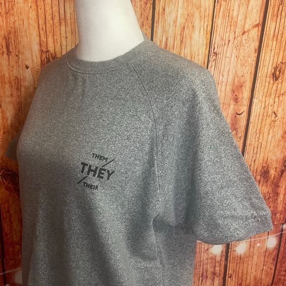 Banana Republic Non-Binary short sleeve gray sweatshirt sz Small They/Them/Their - Picture 1 of 6